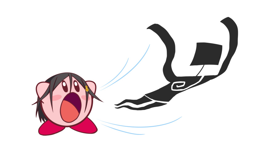 artist_request, black_eyes, black_hair, fusion, inhale, izumi_reina, kirby, kirby_(series)