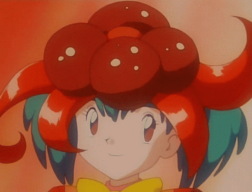 animated, animated_gif, brown_eyes, face, gloom, green_hair, imite_(pokemon), looking_at_viewer