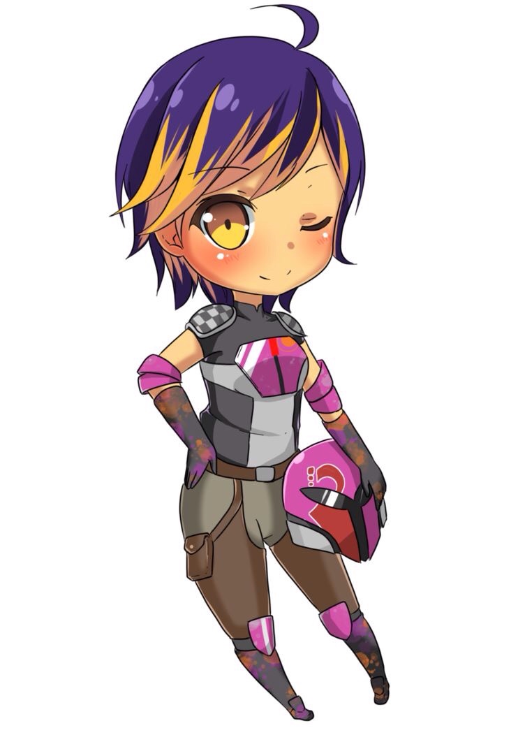 chibi, helmet, multicolored_hair, sabine_wren, star_wars, star_wars:_rebels