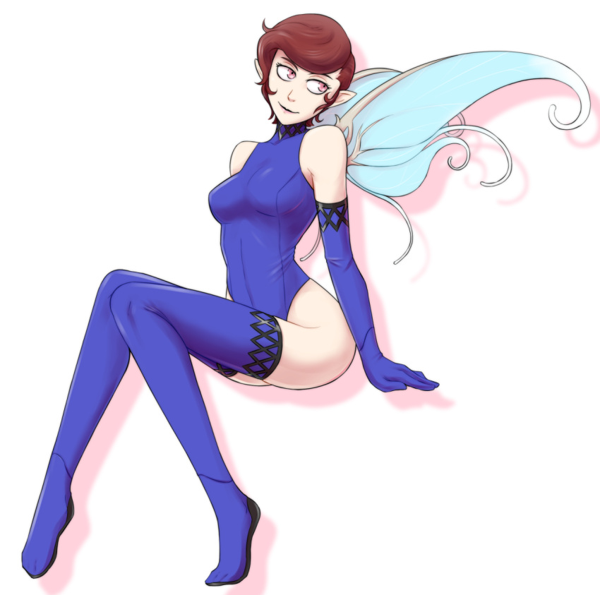 1girl, elbow_gloves, fairy, fairy_wings, gloves, halterneck, ittla, leotard