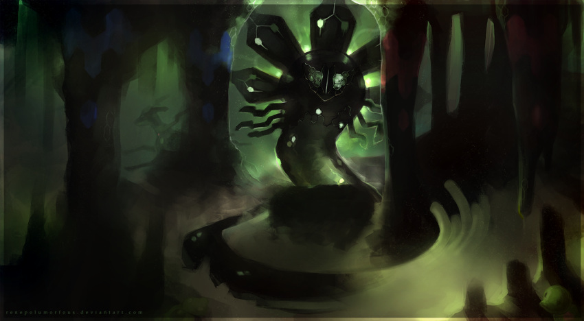 10s, cave, glowing, glowing_eyes, monster, no_humans, pokemon, pokemon_(game)