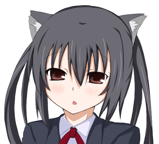 1girl, animal_ears, black_hair, cat_ears, k-on!, long_hair, moetarou_(artist), nakano_azusa