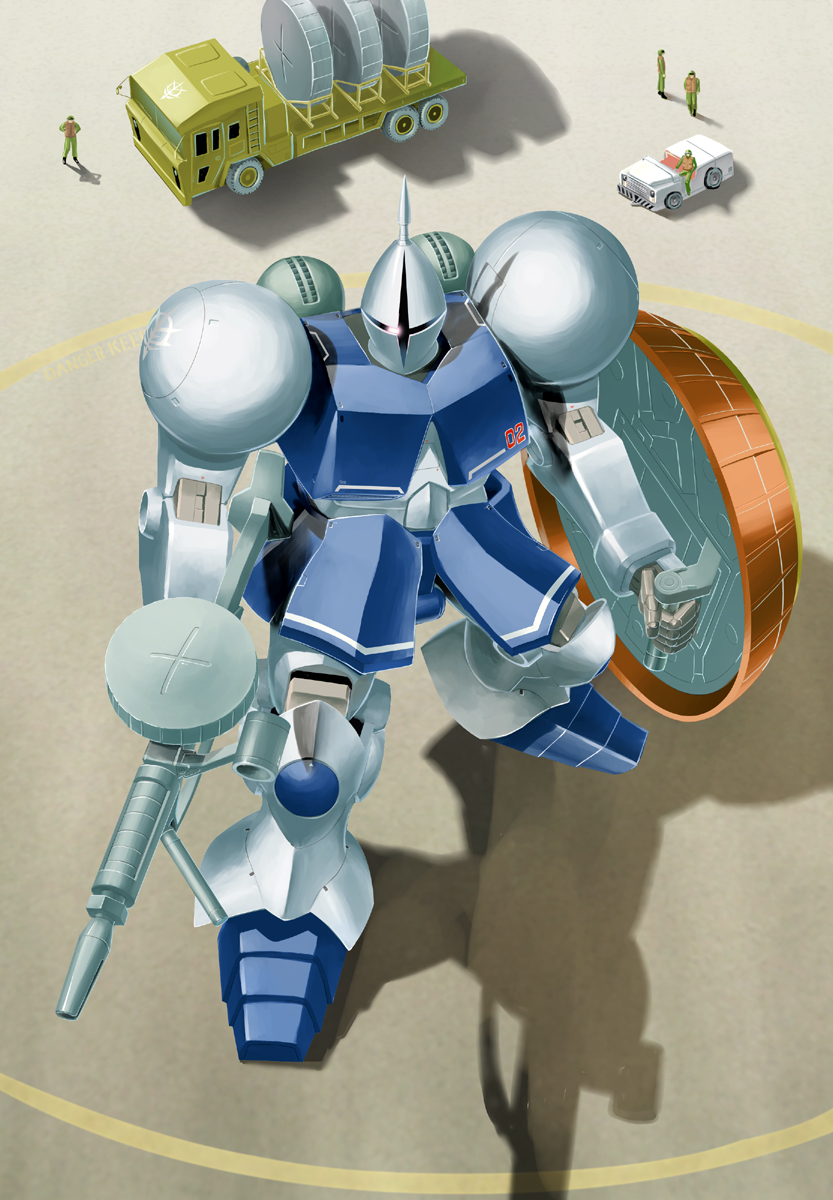 gun, gundam, gyan, mecha, mobile_suit_gundam, nagase_mizuchi, shield, truck