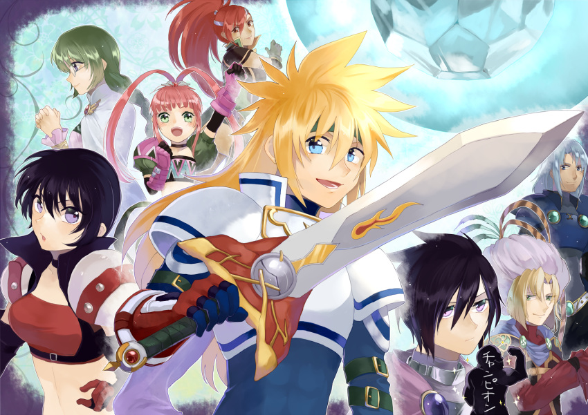 armor, black_hair, blonde_hair, blue_hair, chelsea_torn, green_hair, johnny_shiden, leon_magnus