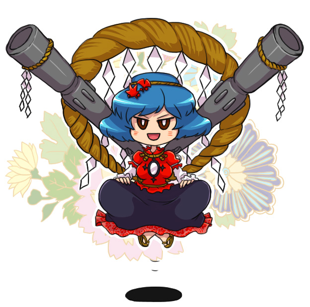 cannon, chibi, gun, kty_(04), kty_(pixiv), levitate, levitation, mirror