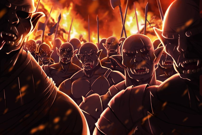 army, fangs, fire, lyricbox, monster, orc, pointy_ears, scar