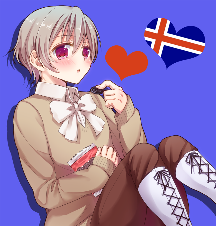 1boy, :o, aina123, axis_powers_hetalia, blue_background, boots, flag, heart