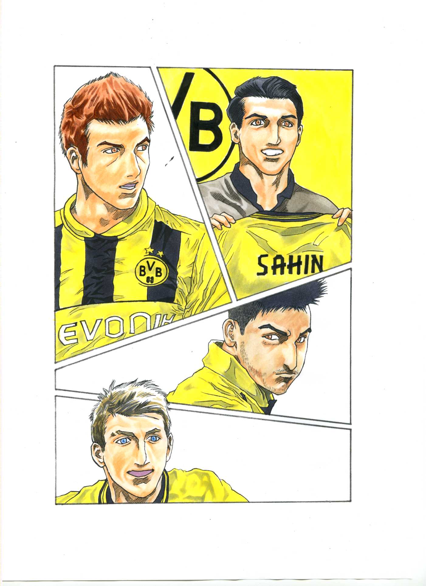 4boys, :d, beard, black_hair, blonde_hair, blue_eyes, borussia_dortmund, brown_eyes