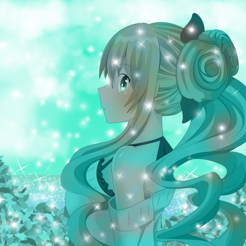 1girl, bare_shoulders, blonde_hair, blue_eyes, breasts, frills, kurahashi_kyouko, long_hair, open_mouth, pogadz, ponytail, tokyo_ravens, water