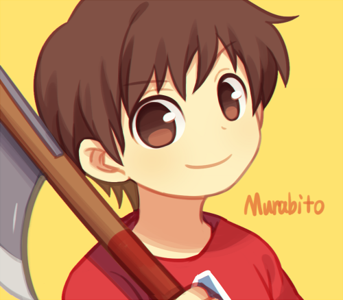 1boy, animal_crossing:_city_folk, axe, brown_hair, doubutsu_no_mori, male_focus, nintendo, oideyo!_doubutsu_no_mori