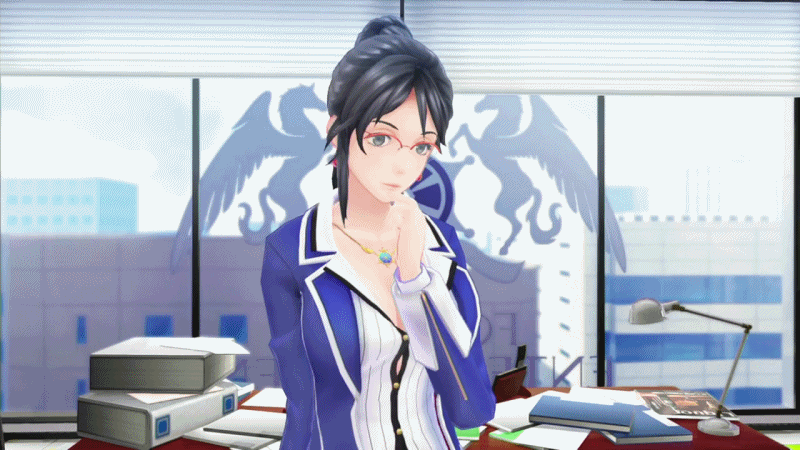 1girl, 3d, animated, animated_gif, atlus, beauty_mark, black_eyes, black_hair