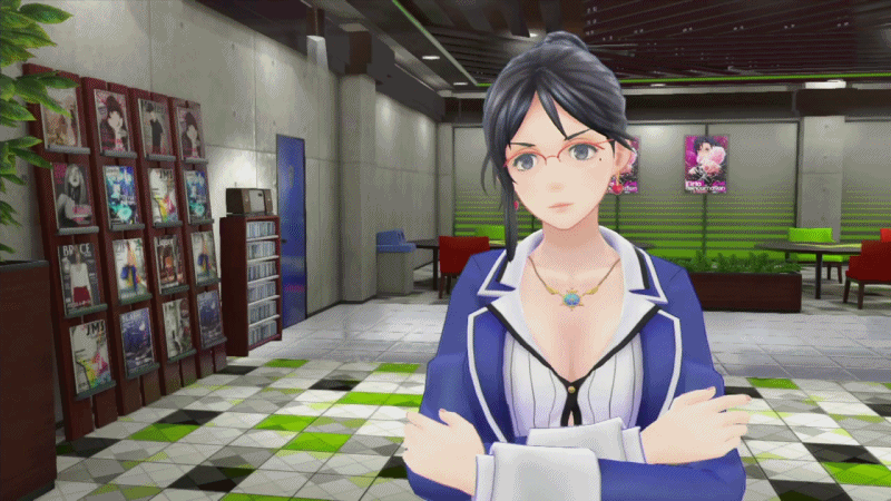 1girl, 3d, animated, animated_gif, atlus, beauty_mark, black_eyes, black_hair