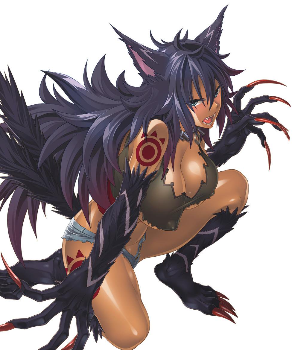 1girl, animal_ears, breasts, claws, cleavage, female, kanon_(taimanin_asagi), large_breasts