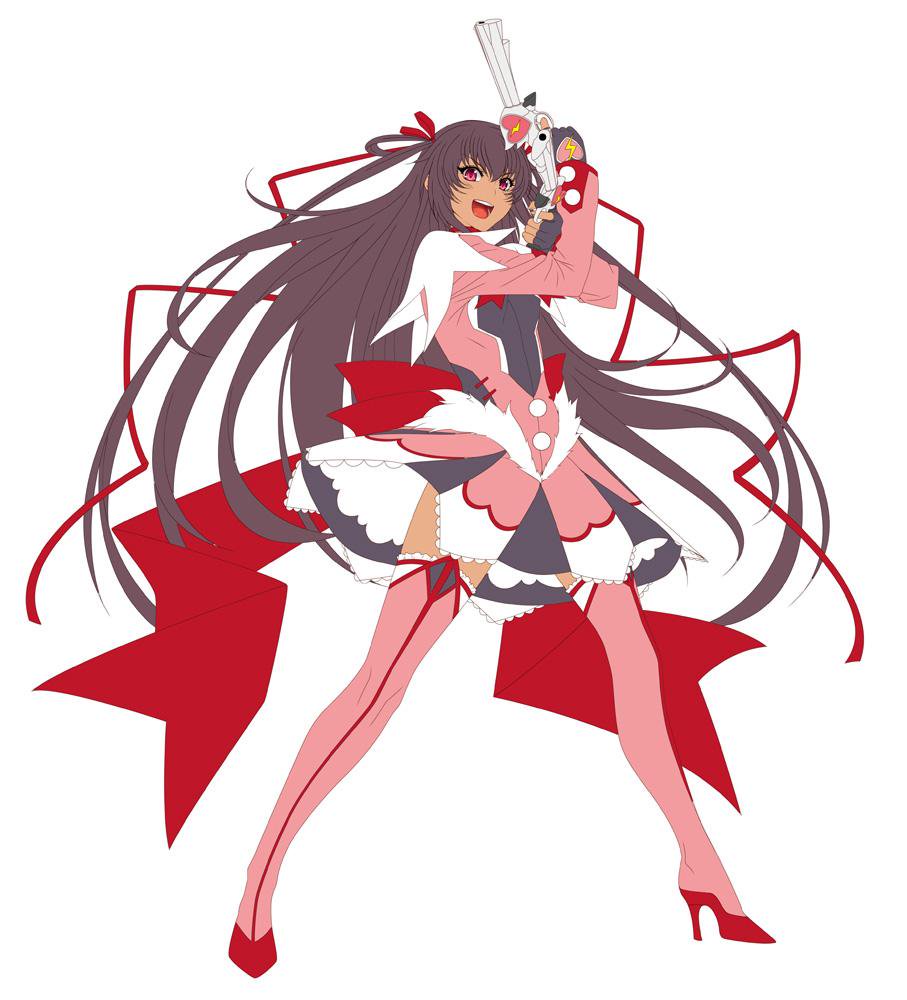 1girl, black_lilith, brown_hair, dark_skin, lilith-soft, magical_girl, mizuki_yukikaze, sketch