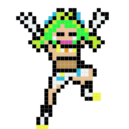 1girl, female, green_hair, hacka_doll, hacka_doll_4, pixel, pixel_art, solo