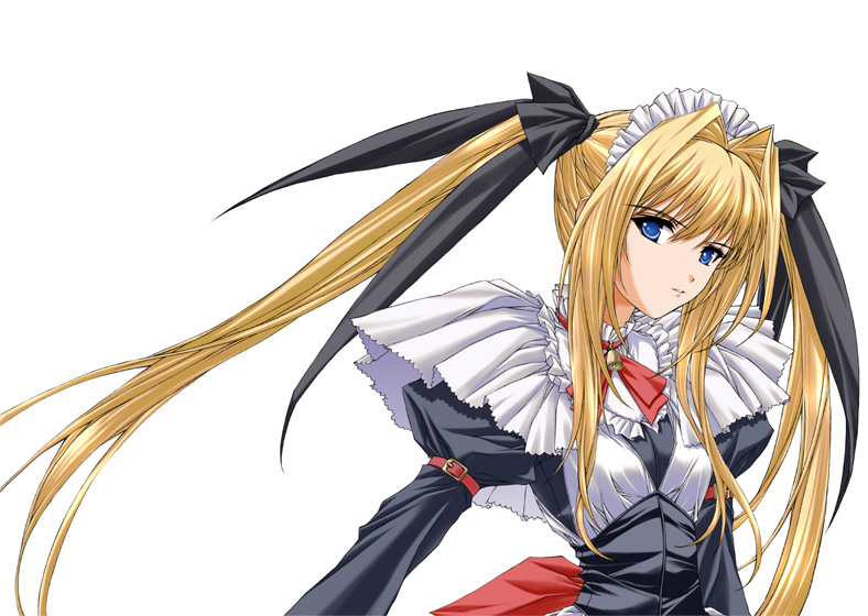 blonde_hair, blue_eyes, hairband, katori_rea, long_hair, maid, parfait_chocolat_second_brew, twintails
