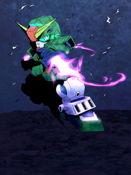 artist_request, chibi, dual_wielding, gundam, gundam_we're_federation_hooligans!!, mecha, pixie_gundam, weapon