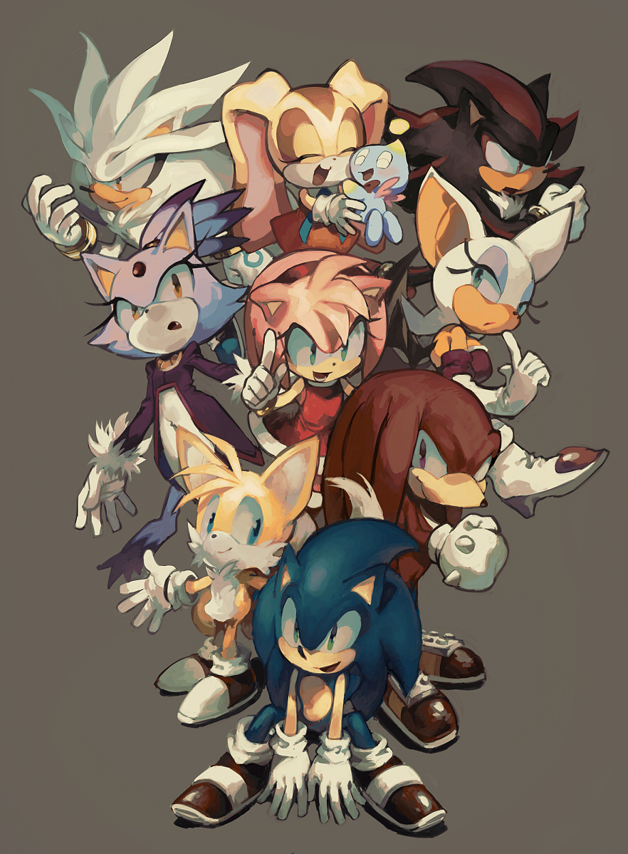 amy_rose, animal_ears, animal_nose, bat_wings, blaze_the_cat, chao_(sonic), cheese_(sonic), closed_eyes