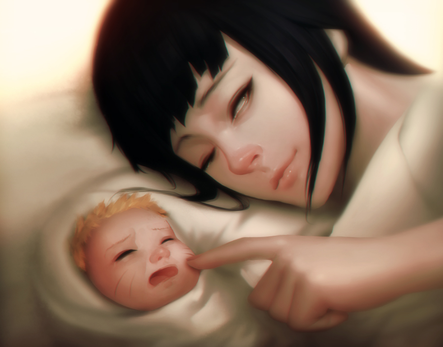1boy, 1girl, ae-rie, arieaesu, baby, black_hair, crying, hyuuga_hinata
