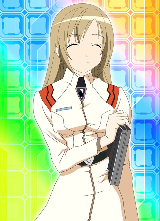 bad_id, brown_hair, closed_eyes, computer, cosplay, minami-ke, minami_haruka, neon_genesis_evangelion