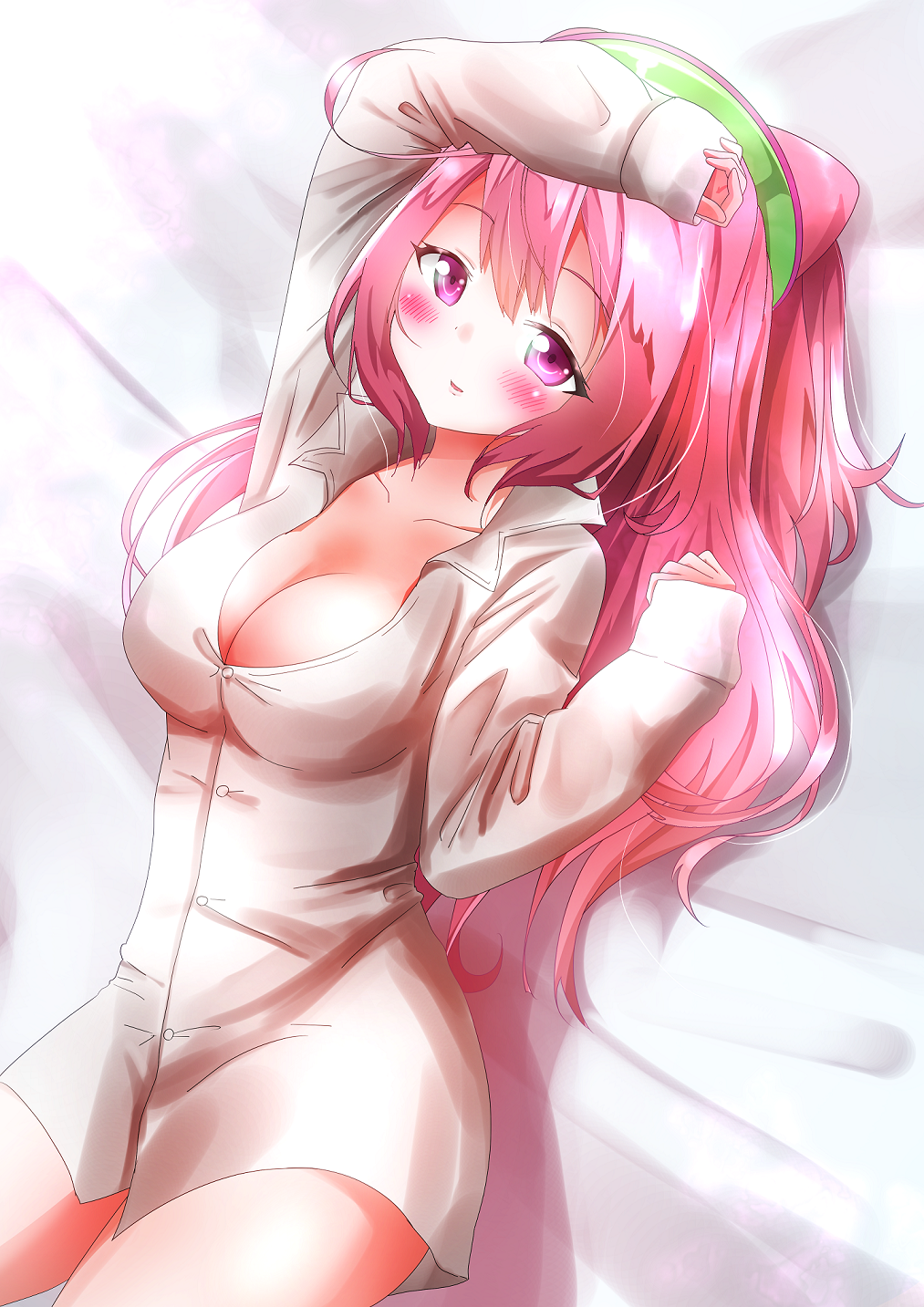 106pengin, 1girl, blush, breasts, cleavage, dress_shirt, female, hacka_doll
