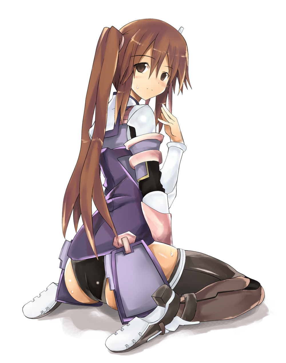 ass, blush, brown_eyes, brown_hair, highres, kneeling, long_hair, saionji_reimi