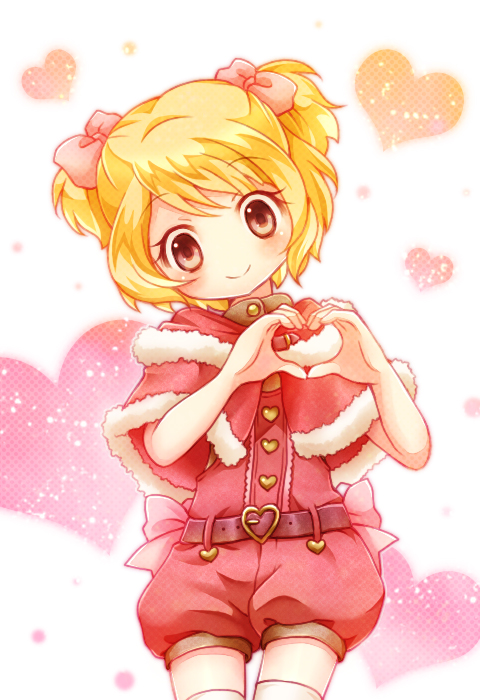 1girl, alternate_costume, belt, blonde_hair, blush, bow, brown_eyes, cowboy_shot