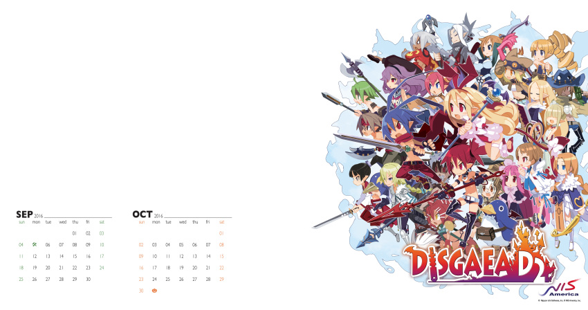 2016, 6+boys, 6+girls, absurdres, animal, antenna_hair, archer_(disgaea), armor