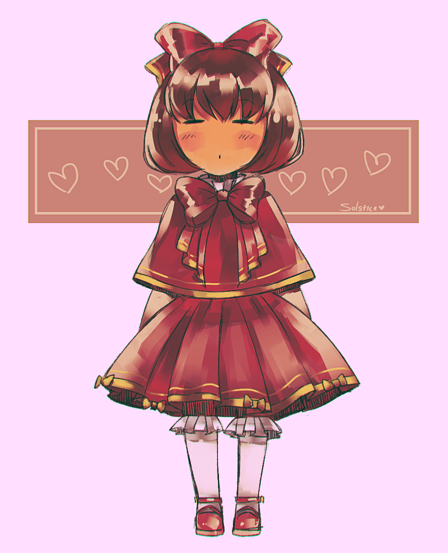 androgynous, bow, brown_hair, closed_eyes, dress, frills, frisk_(undertale), hair_bow
