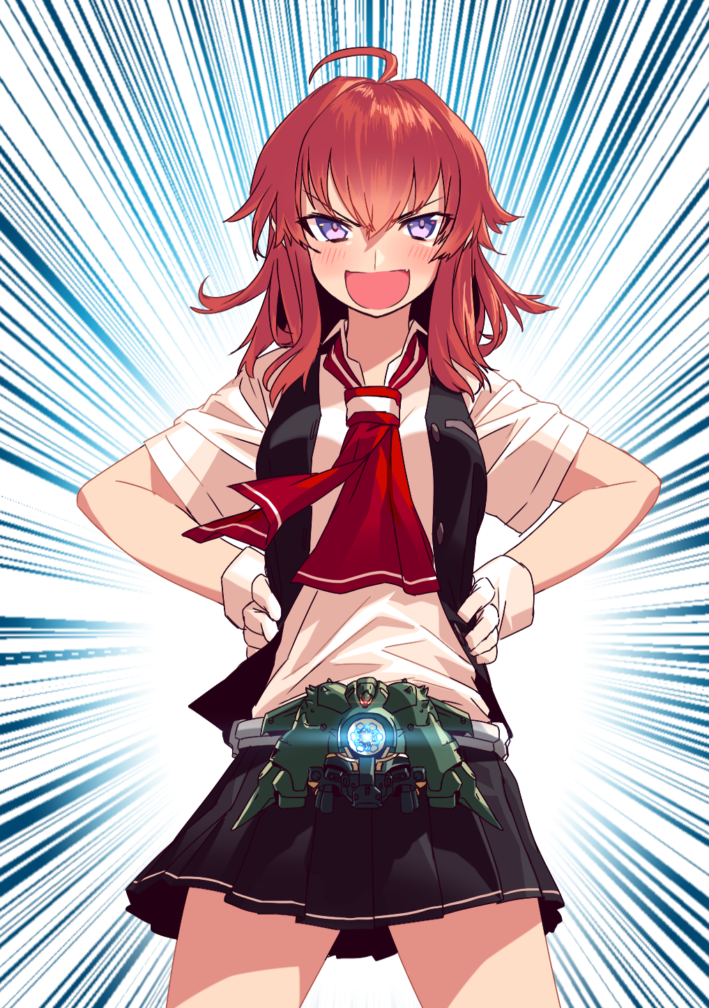1girl, ahoge, apsalus, apsalus_ii, arashi_(kantai_collection), belt, blew_andwhite, blouse