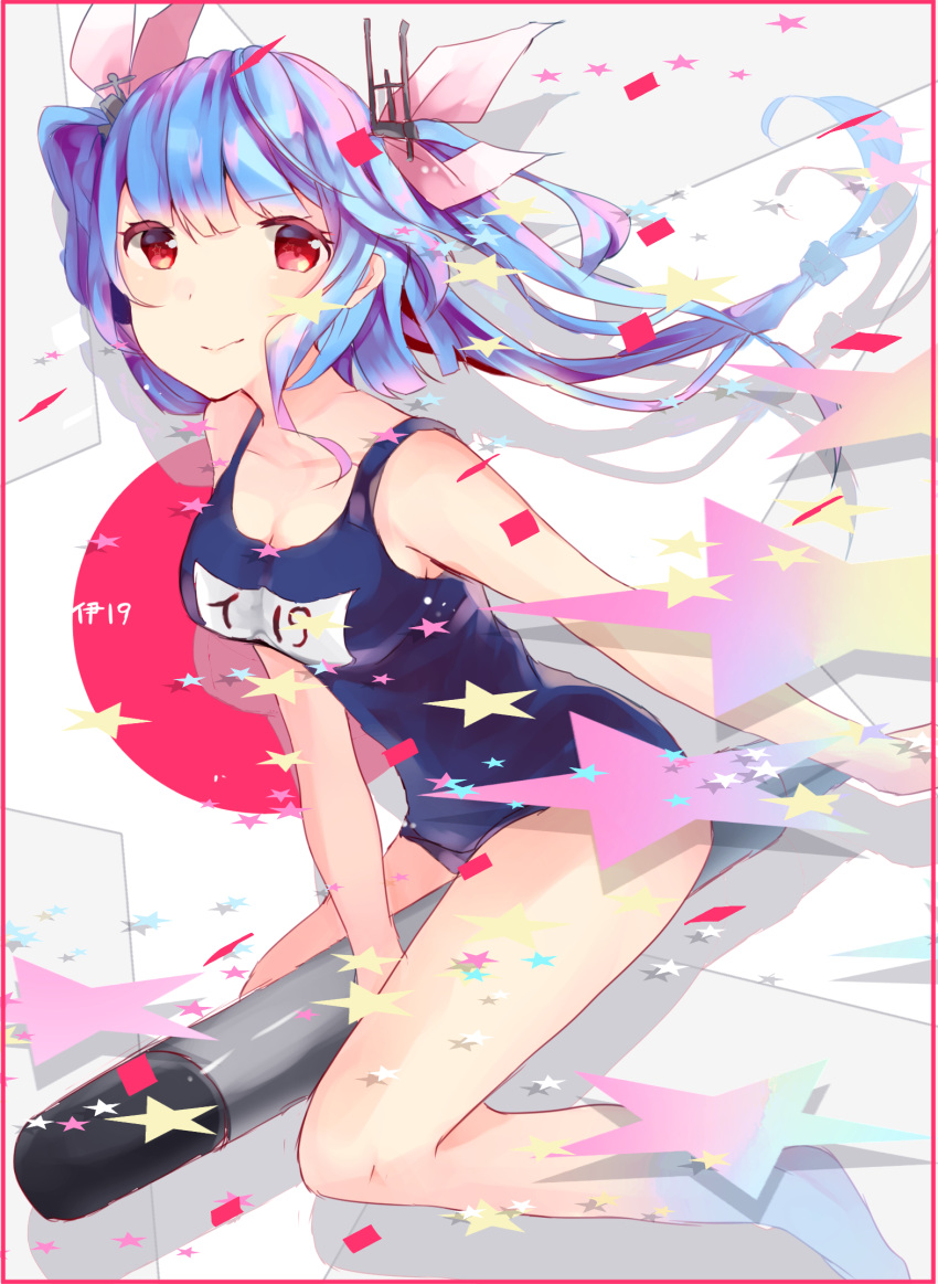 1girl, bare_legs, bare_shoulders, blue_hair, breasts, character_name, female, hair_ornament