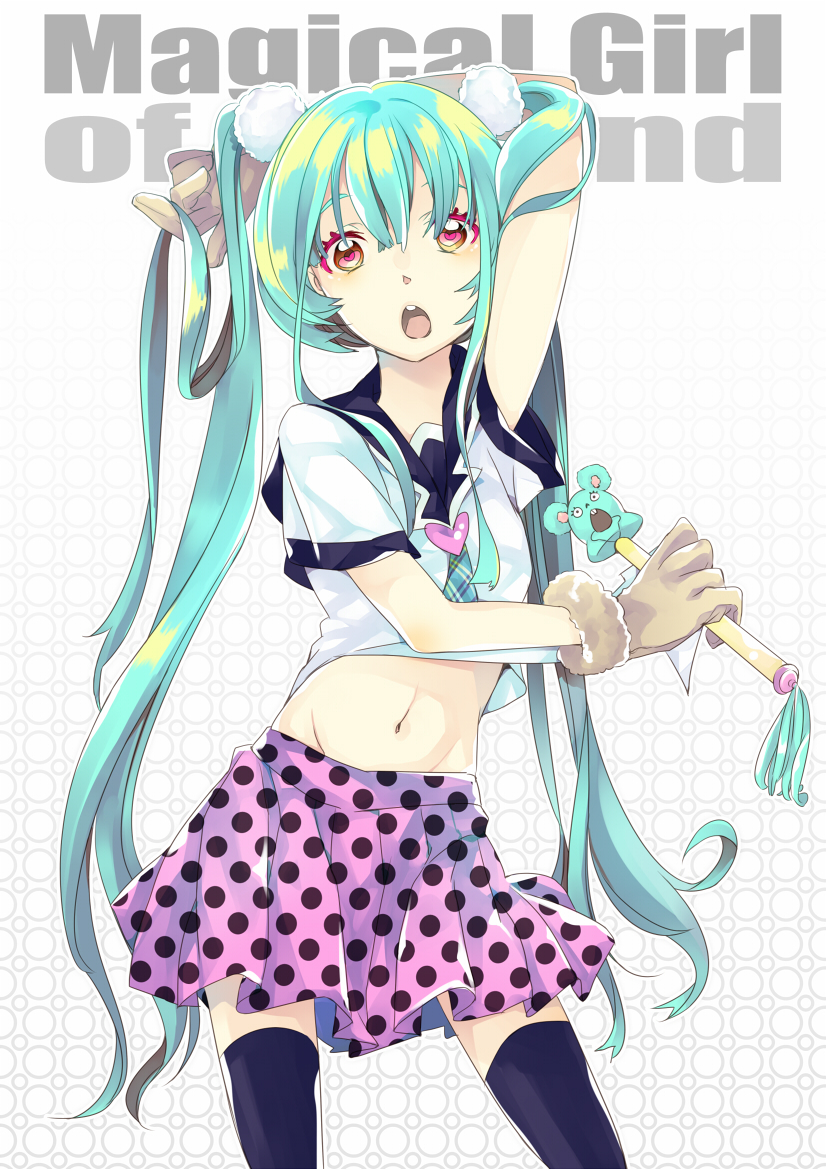 1girl, arami_o_8, blue_hair, circle-m, gloves, light_persona, long_hair, magical_girl, magical_girl_apocalypse, mahou_shoujo_of_the_end, thigh-highs, twintails
