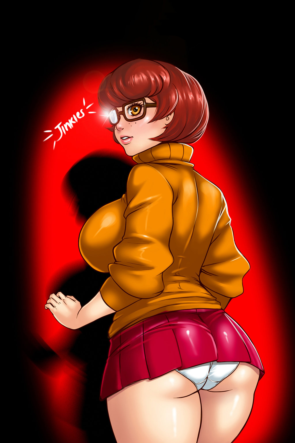 1girl, ass, back, breasts, brown_hair, cartoon_network, glasses, large_breasts
