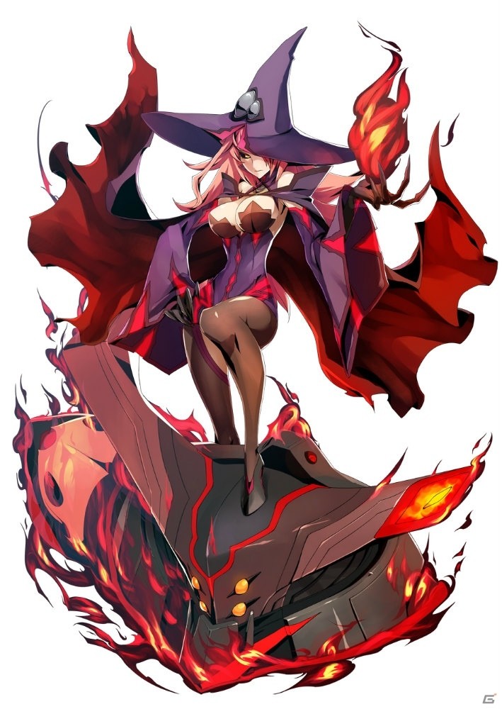 1girl, arc_system_works, black_sclera, blazblue, blazblue:_central_fiction, breasts, cleavage, female