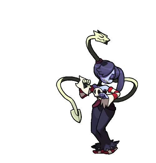 1girl, animated, animated_gif, blue_skin, breasts, female, jumping, leviathan_(skullgirls)