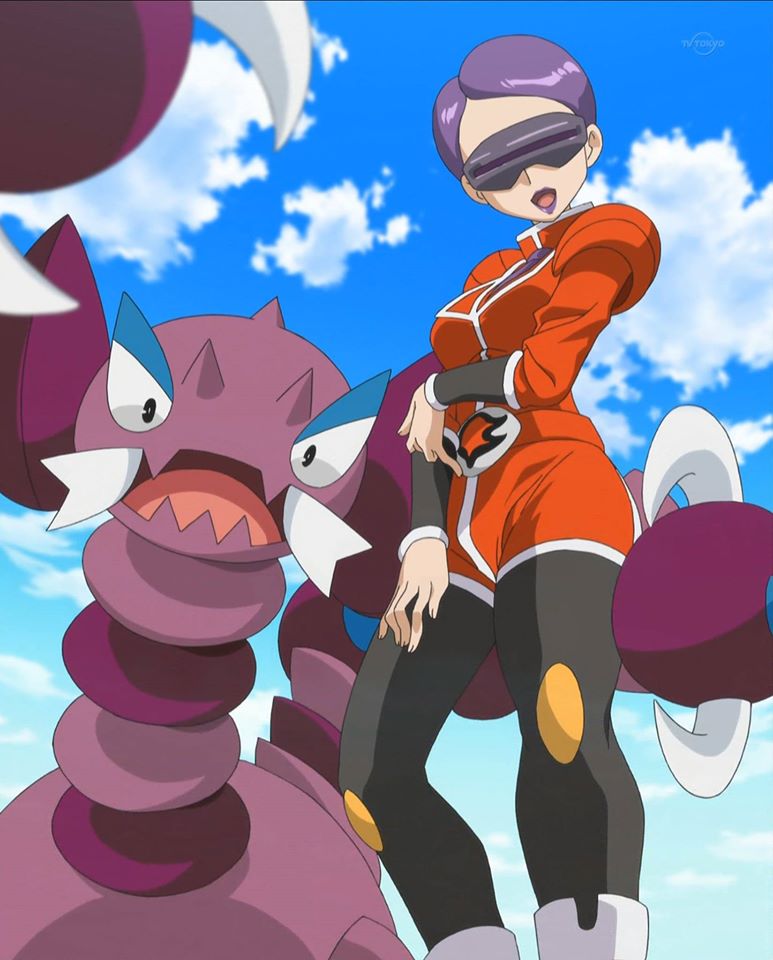 1girl, correa_(pokemon), drapion, female, looking_at_viewer, monster, nintendo, pokemon