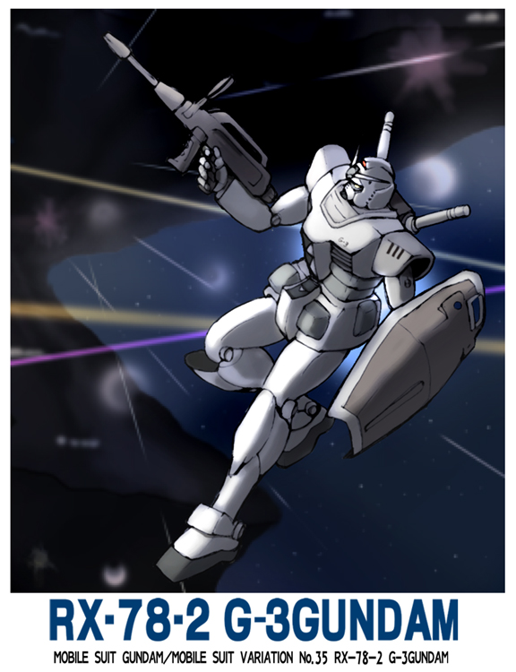 artist_request, g-3_gundam, gun, gundam, mecha, mobile_suit_gundam, no_humans, shield
