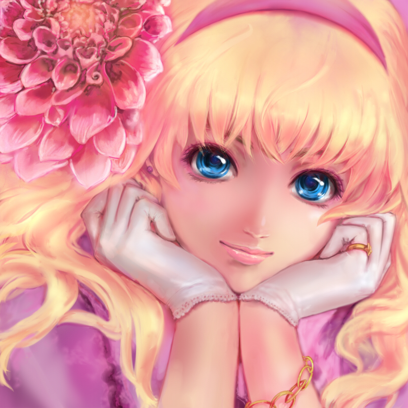 blue_eyes, flower, gloves, hairband, jewelry, macross, macross_frontier, mamoru, mamoru_(pixiv), ring, sheryl_nome