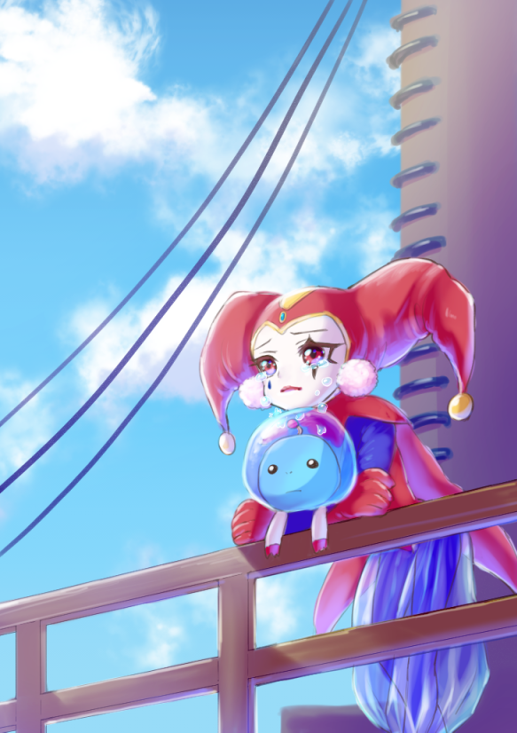 1girl, alien, chrono_(series), chrono_cross, crying, facepaint, hat, hoshi_no_ko