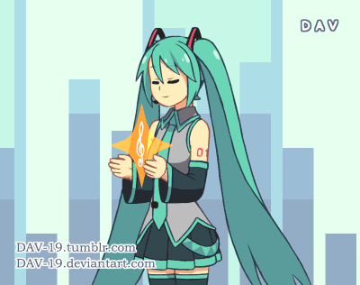 1girl, alternate_costume, alternate_hairstyle, animated, animated_gif, black_rock_shooter, dav-19, hatsune_miku