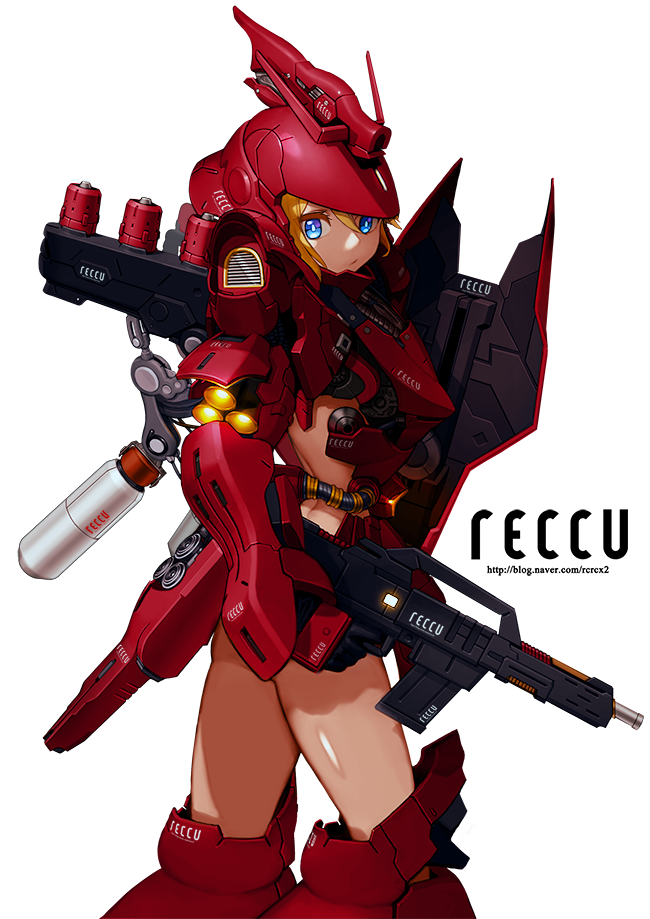 1girl, armor, beam_rifle, blonde_hair, blue_eyes, char's_counterattack, energy_gun, funnels