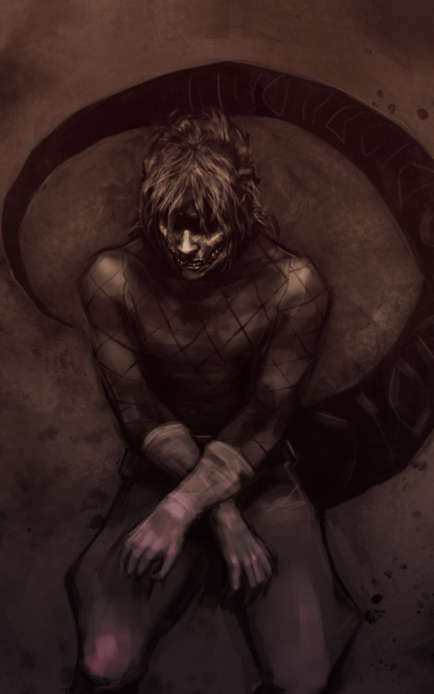 1boy, cogdis, diego_brando, gloves, highres, jojo_no_kimyou_na_bouken, male_focus, scary_monsters_(stand)