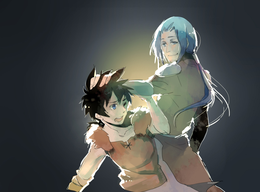 2boys, artist_request, blue_hair, brothers, father_and_son, grandia, grandia_ii, highres