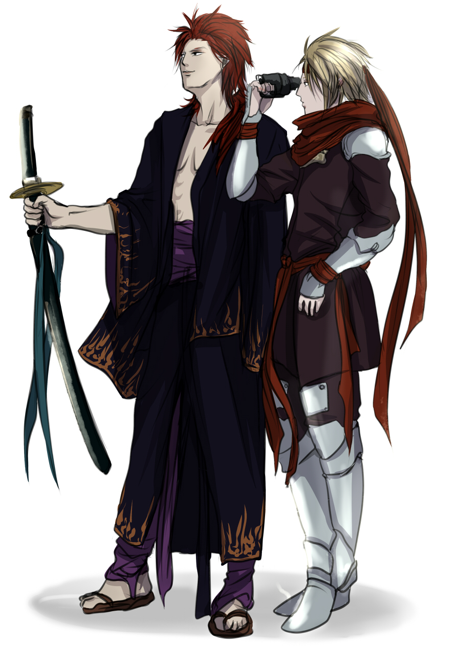 2boys, arc_(arc_the_lad), arc_the_lad, arc_the_lad_ii, highres, long_hair, multiple_boys, redhead, short_hair, sipisuri, tosh_(arc_the_lad)