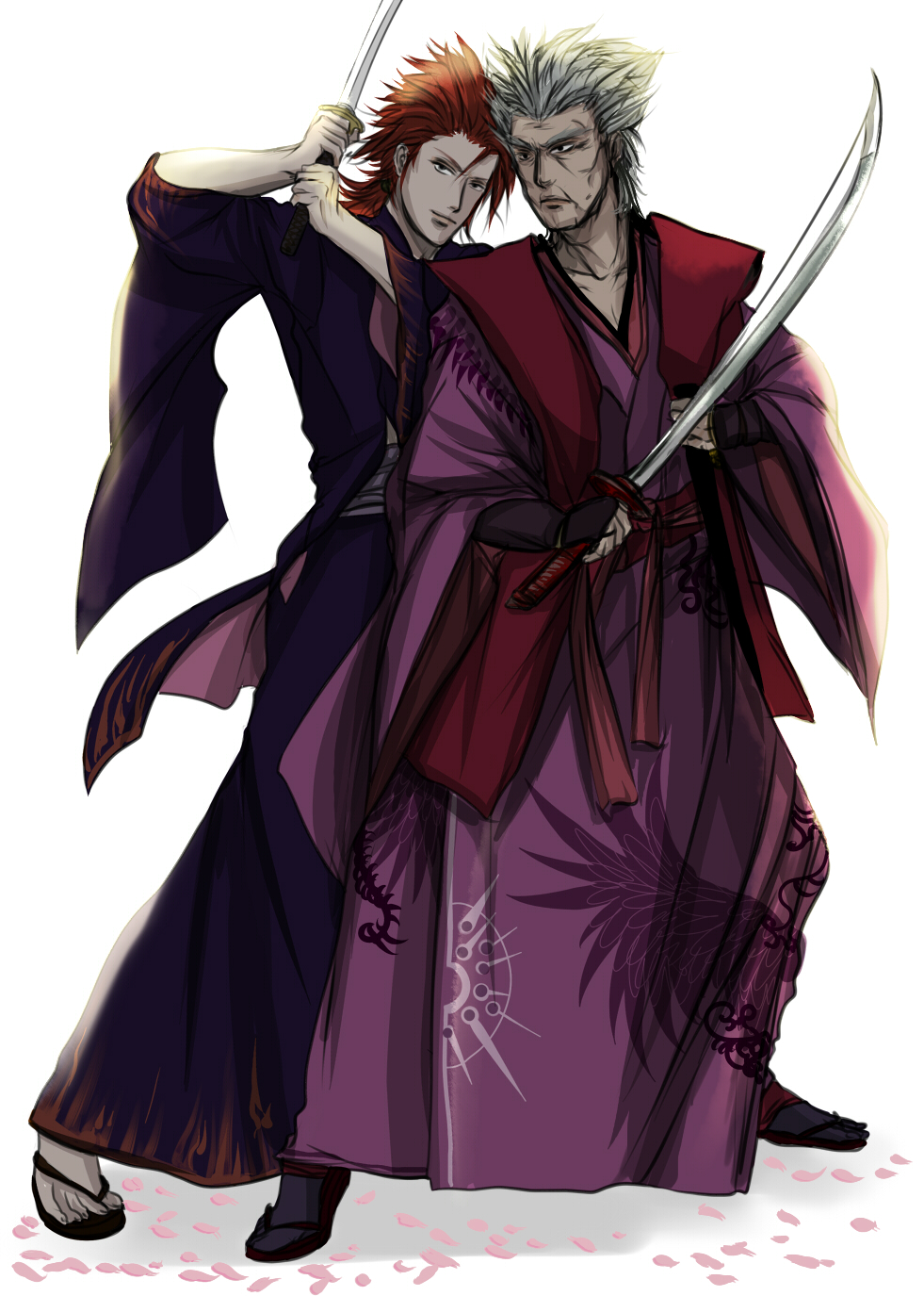 2boys, arc_the_lad, arc_the_lad_ii, character_request, father_and_son, highres, long_hair, multiple_boys