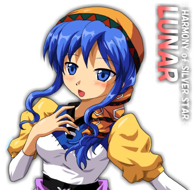 1girl, blue_hair, breasts, hat, luna_(lunar), luna_noah, lunar, lunar:_the_silver_star