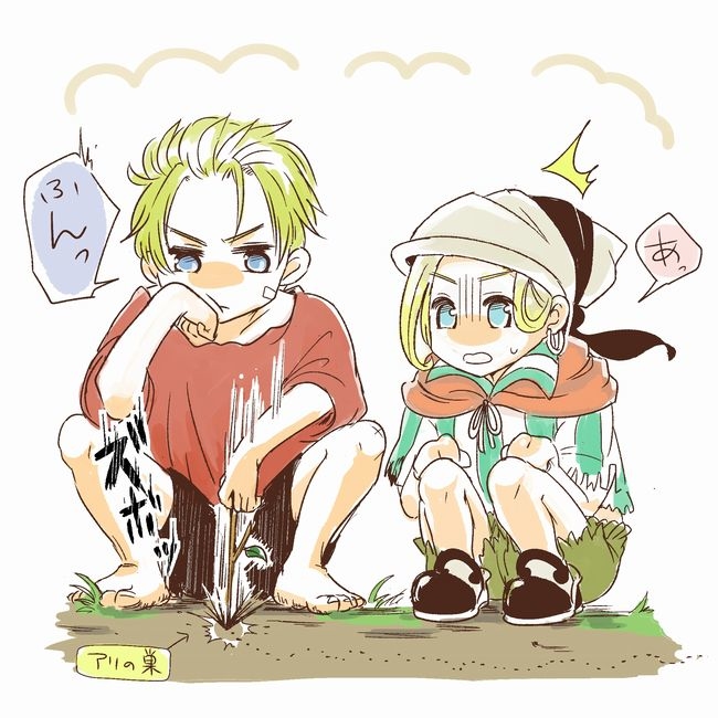 2boys, ant, cielmer, dirt, flynn, gustave_xiii, multiple_boys, saga