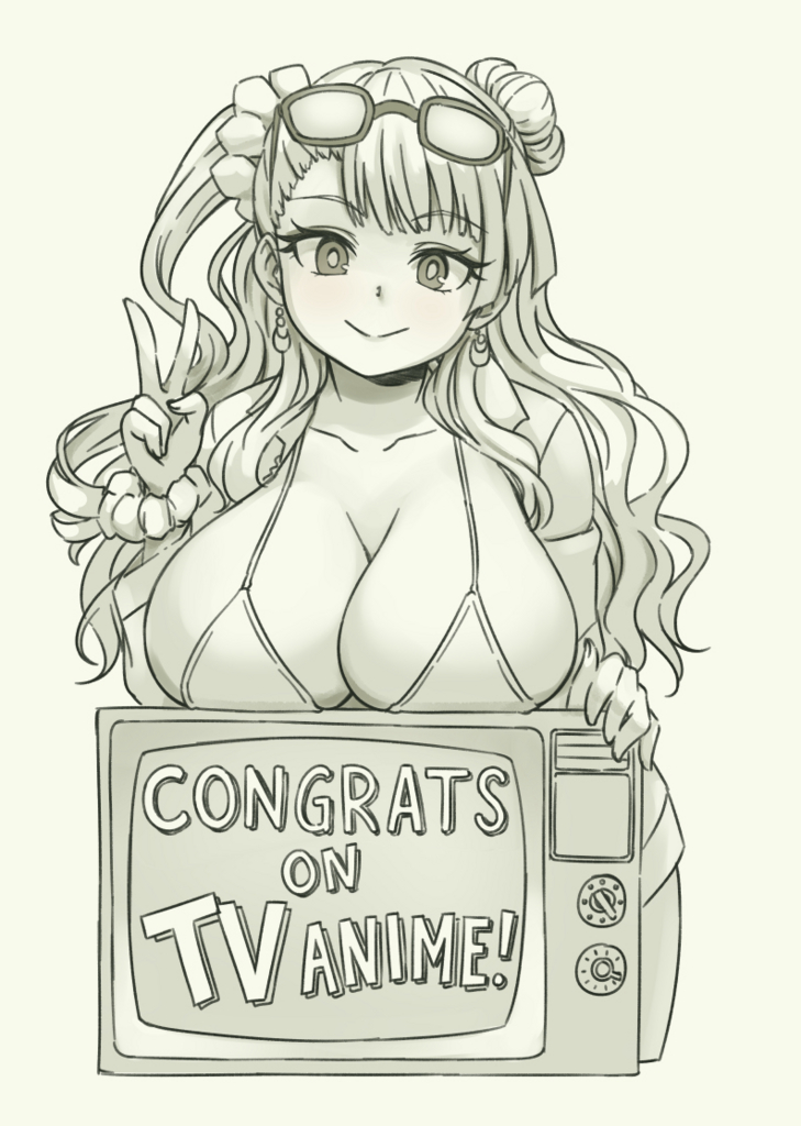 1girl, asymmetrical_hair, bikini, blush, bracelet, breast_rest, breasts, cleavage