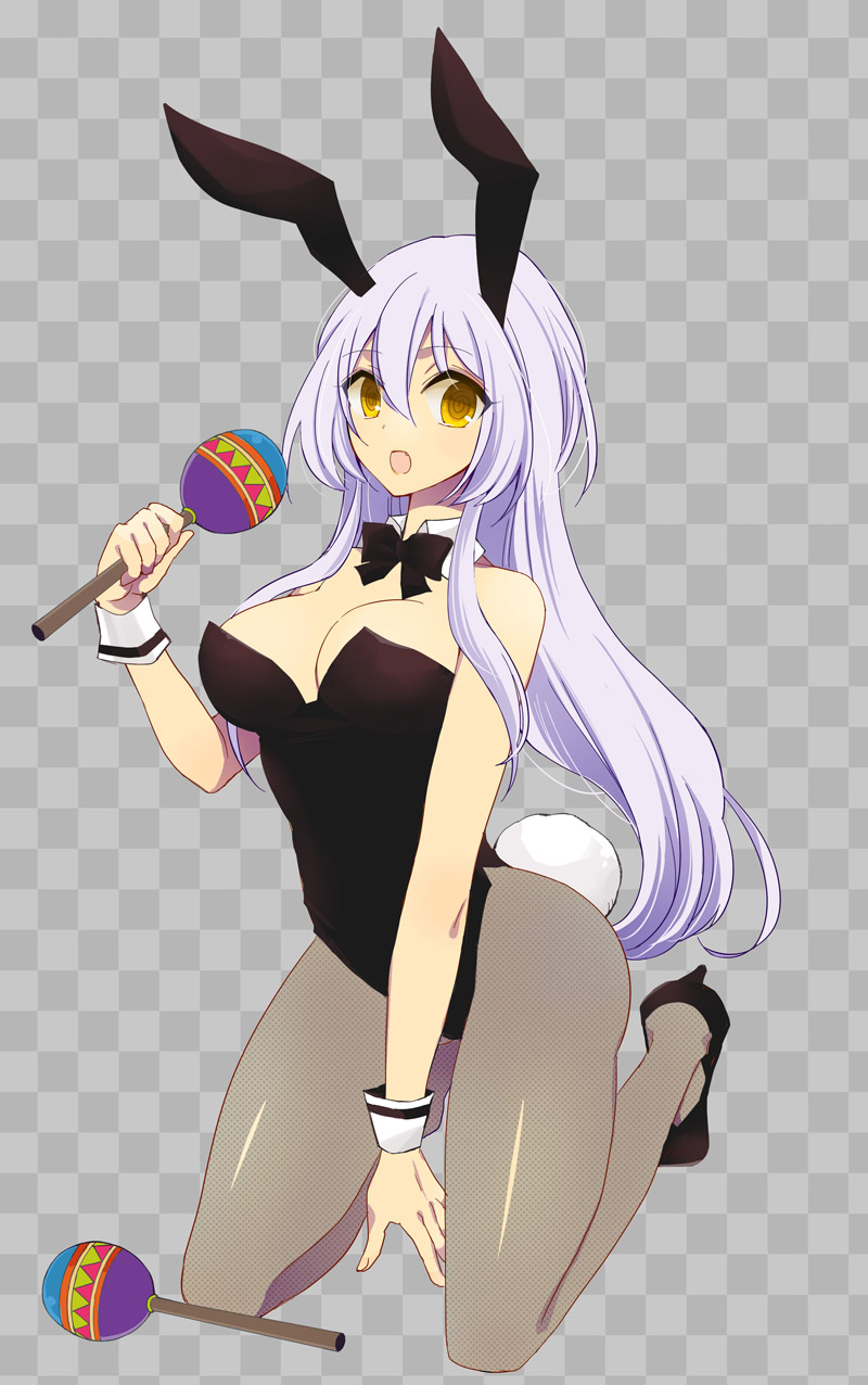 1girl, al_bhed_eyes, animal_ears, breasts, bunny_tail, bunnysuit, cleavage, fox_ears