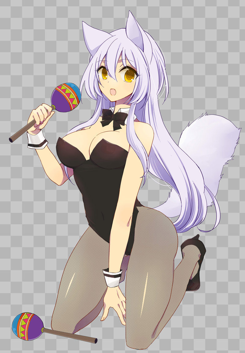 1girl, al_bhed_eyes, animal_ears, breasts, cleavage, fang, female, fox_ears